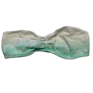 Victorias Secret Green Cream Lace Bandeau Strapless‎ Bra Women Medium Gradient